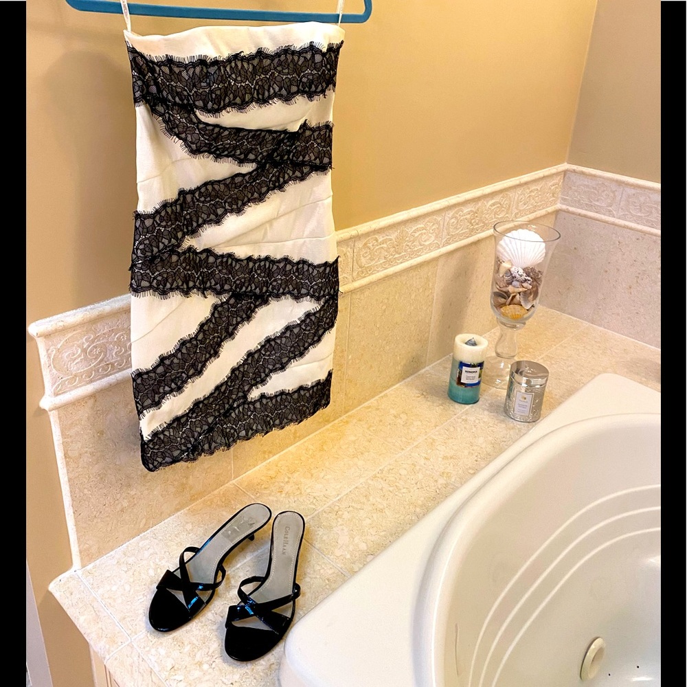 Gorgeous Classic Jessica McClintock black and white corset dress sexy classic